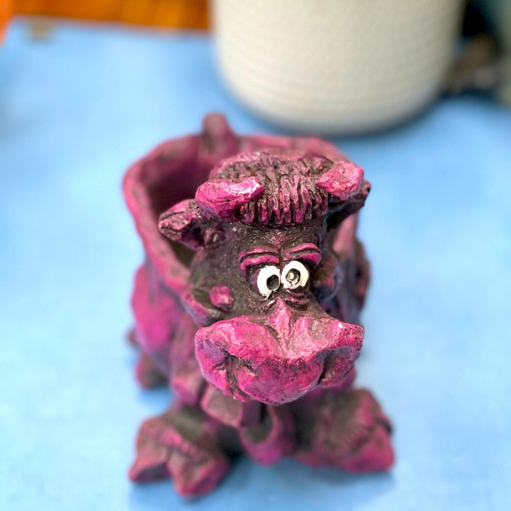 70’s Russ Berrie & Co. Purple Cow Clay Planter